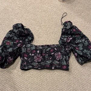 Floral Puff Sleeve Women's Top ZARA